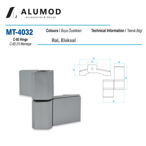 MT-4032 C-60 2'li Menteşe